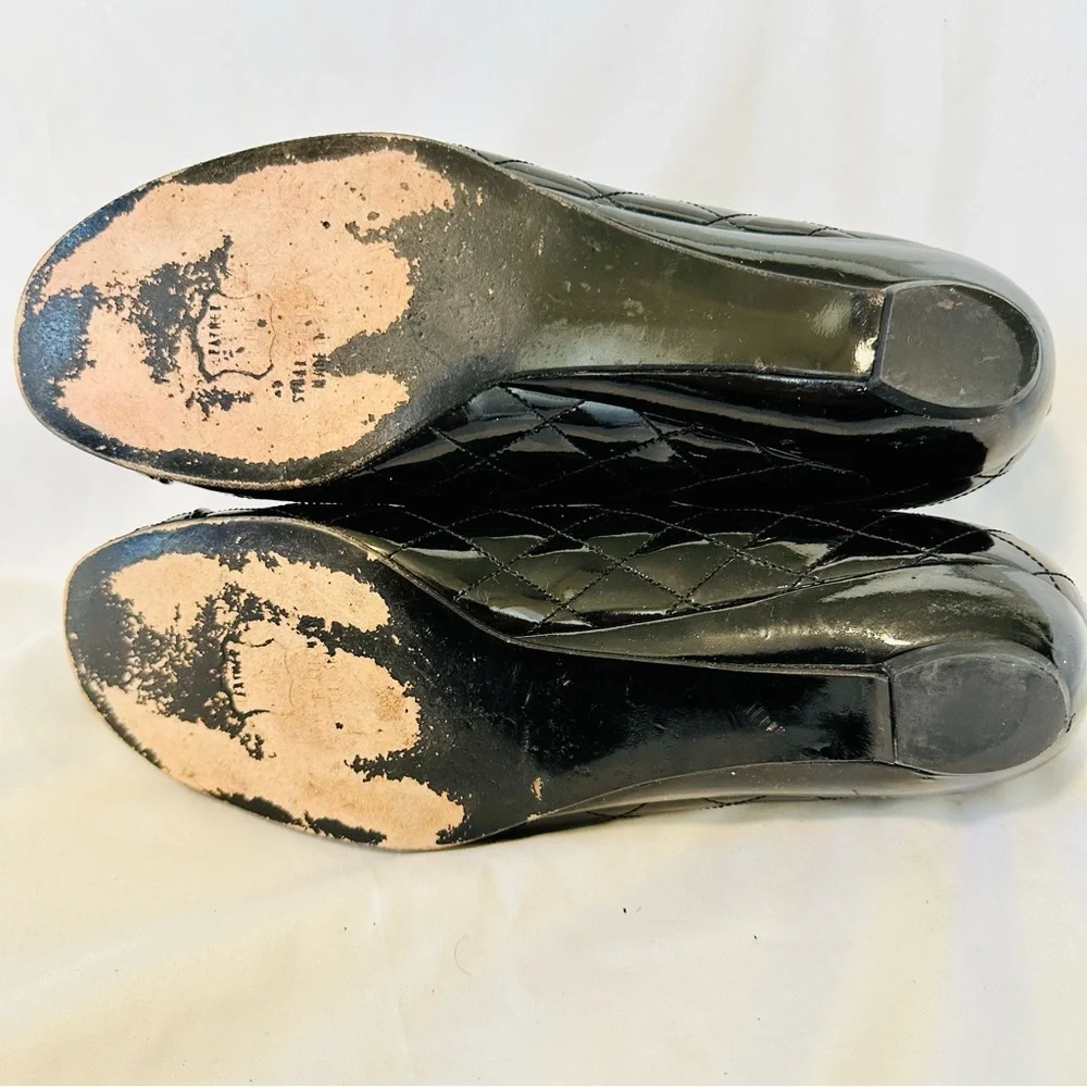 Stuart Weitzman bow quilted patent leather ballerina black flats Quilty - Picture 12 of 15